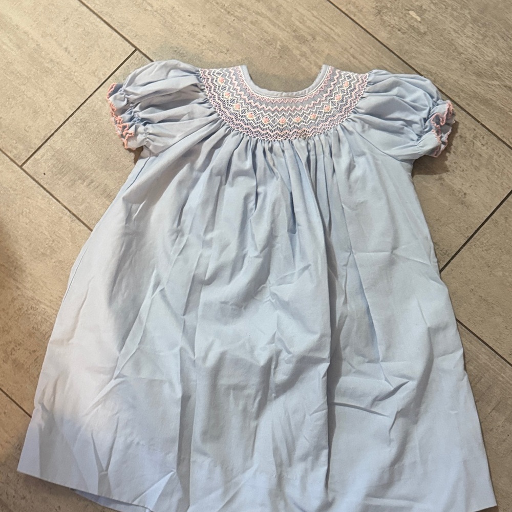 Blue Smocked Kids Dress